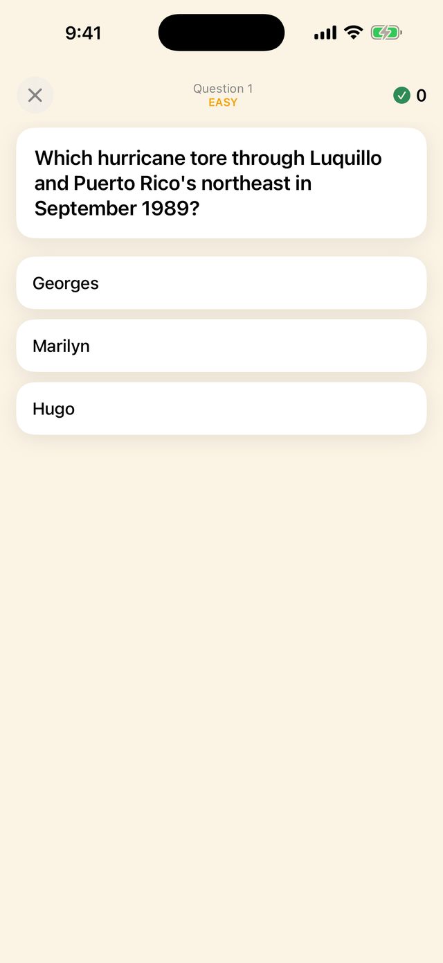 Quiz Me — a history question with three answers